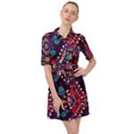 Pattern, Ornament, Motif, Colorful Belted Shirt Dress