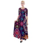 Pattern, Ornament, Motif, Colorful Half Sleeves Maxi Dress