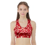 Patterns, Corazones, Texture, Red, Sports Bra with Border
