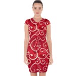 Patterns, Corazones, Texture, Red, Capsleeve Drawstring Dress 