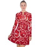 Patterns, Corazones, Texture, Red, Long Sleeve Panel Dress