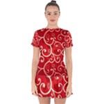 Patterns, Corazones, Texture, Red, Drop Hem Mini Chiffon Dress