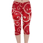 Patterns, Corazones, Texture, Red, Velvet Capri Leggings 