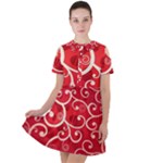 Patterns, Corazones, Texture, Red, Short Sleeve Shoulder Cut Out Dress 