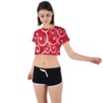 Patterns, Corazones, Texture, Red, Tie Back Short Sleeve Crop T-Shirt