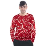 Patterns, Corazones, Texture, Red, Men s Long Sleeve Raglan T-Shirt