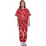 Patterns, Corazones, Texture, Red, Kids  T-Shirt and Pants Sports Set