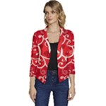 Patterns, Corazones, Texture, Red, Women s Casual 3/4 Sleeve Spring Jacket