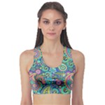 Patterns, Green Background, Texture Fitness Sports Bra