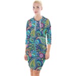 Patterns, Green Background, Texture Quarter Sleeve Hood Bodycon Dress