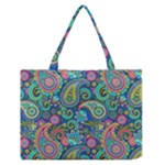 Patterns, Green Background, Texture Zipper Medium Tote Bag