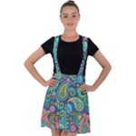 Patterns, Green Background, Texture Velvet Suspender Skater Skirt