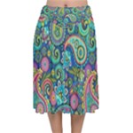 Patterns, Green Background, Texture Velvet Flared Midi Skirt