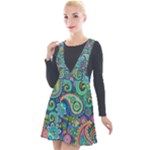 Patterns, Green Background, Texture Plunge Pinafore Velour Dress
