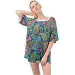 Patterns, Green Background, Texture Oversized Chiffon Top