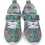 Patterns, Green Background, Texture Kids  Velcro Strap Shoes