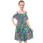 Patterns, Green Background, Texture Kids  Cut Out Shoulders Chiffon Dress