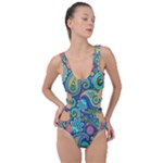 Patterns, Green Background, Texture Side Cut Out Swimsuit