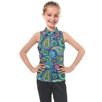 Patterns, Green Background, Texture Kids  Sleeveless Polo T-Shirt