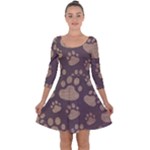 Paws Patterns, Creative, Footprints Patterns Quarter Sleeve Skater Dress