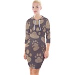 Paws Patterns, Creative, Footprints Patterns Quarter Sleeve Hood Bodycon Dress