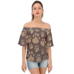 Paws Patterns, Creative, Footprints Patterns Off Shoulder Short Sleeve Top