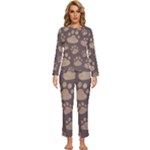 Paws Patterns, Creative, Footprints Patterns Womens  Long Sleeve Lightweight Pajamas Set