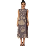 Paws Patterns, Creative, Footprints Patterns Sleeveless Round Neck Midi Dress