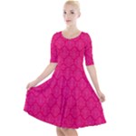 Pink Pattern, Abstract, Background, Bright, Desenho Quarter Sleeve A-Line Dress