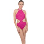 Pink Pattern, Abstract, Background, Bright, Desenho Halter Side Cut Swimsuit