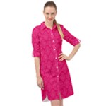 Pink Pattern, Abstract, Background, Bright, Desenho Long Sleeve Mini Shirt Dress