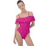 Pink Pattern, Abstract, Background, Bright, Desenho Frill Detail One Piece Swimsuit