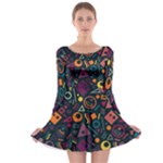 Random, Abstract, Forma, Cube, Triangle, Creative Long Sleeve Skater Dress