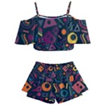 Random, Abstract, Forma, Cube, Triangle, Creative Kids  Off Shoulder Skirt Bikini