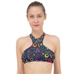 Random, Abstract, Forma, Cube, Triangle, Creative High Neck Bikini Top