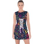 Random, Abstract, Forma, Cube, Triangle, Creative Lace Up Front Bodycon Dress