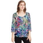 Abstract confluence Chiffon Quarter Sleeve Blouse