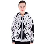 Black Silhouette Artistic Hand Draw Symbol Wb Women s Zipper Hoodie