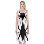 Black Silhouette Artistic Hand Draw Symbol Wb Midi Sleeveless Dress