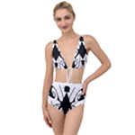 Black Silhouette Artistic Hand Draw Symbol Wb Tied Up Two Piece Swimsuit