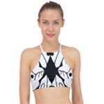 Black Silhouette Artistic Hand Draw Symbol Wb Halter Bikini Top