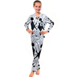 Black Silhouette Artistic Hand Draw Symbol Wb Kids  Satin Long Sleeve Pajamas Set