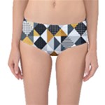Pattern Tile Squares Triangles Seamless Geometry Mid-Waist Bikini Bottoms
