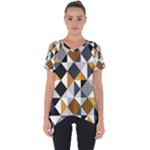 Pattern Tile Squares Triangles Seamless Geometry Cut Out Side Drop T-Shirt