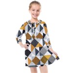 Pattern Tile Squares Triangles Seamless Geometry Kids  Quarter Sleeve Shirt Dress