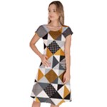 Pattern Tile Squares Triangles Seamless Geometry Classic Short Sleeve Dress