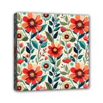 Flowers Flora Floral Background Pattern Nature Seamless Bloom Background Wallpaper Spring Mini Canvas 6  x 6  (Stretched)