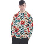 Flowers Flora Floral Background Pattern Nature Seamless Bloom Background Wallpaper Spring Men s Pullover Hoodie