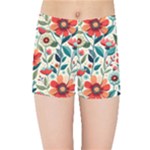 Flowers Flora Floral Background Pattern Nature Seamless Bloom Background Wallpaper Spring Kids  Sports Shorts