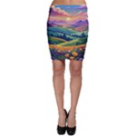 Field Valley Nature Meadows Flowers Dawn Landscape Bodycon Skirt